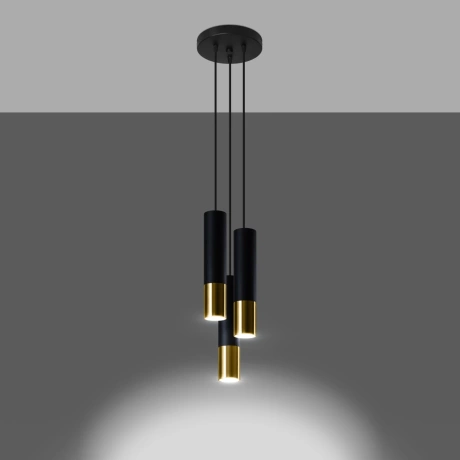 Lampe suspendue LOOPEZ 3P noir/doré