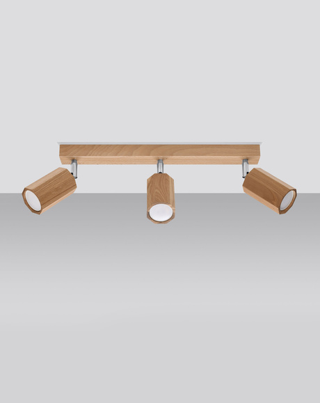 Plafond ZEKE 3 chêne + 3x ampoule LED GU-10 4000K Froid 7W 630lm