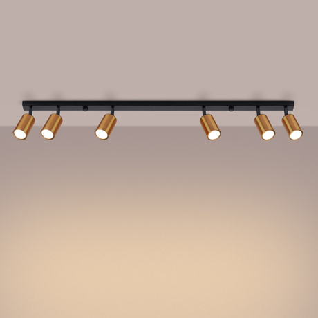 Plafond WINX 6L noir/cuivre + 6x ampoule LED GU-10 4000K froid 7W 530lm