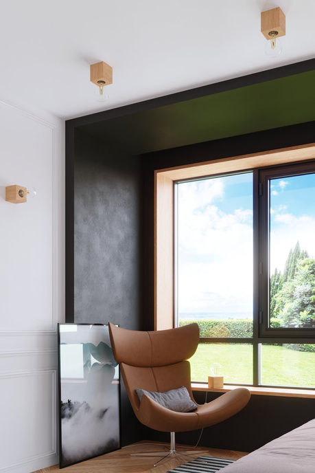 Plafond ARIZ bois naturel + 1x ampoule LED E27 3000K Warm 7.5W 620lm