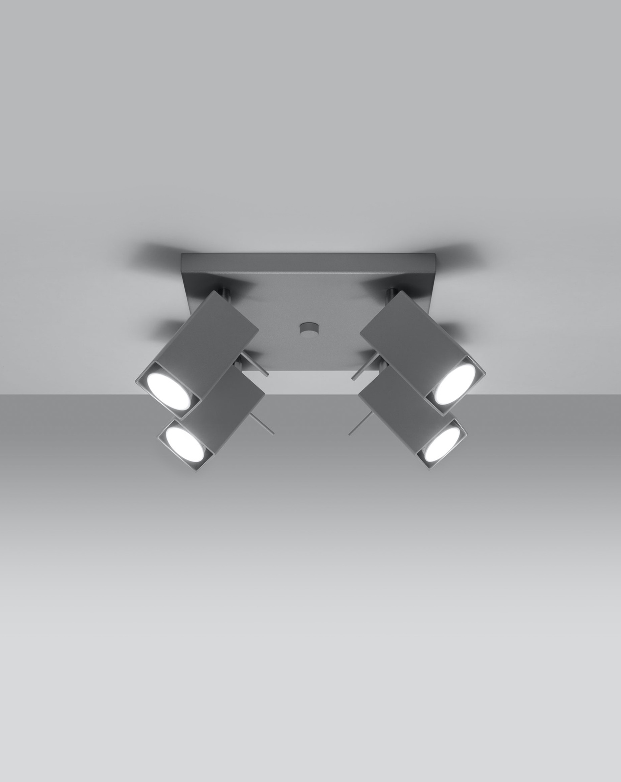 Plafond MERIDA 4 gris + 4x ampoule LED GU-10 4000K Froid 7W 630lm