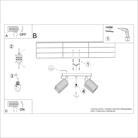 Plafonnier KARBON 4 taupe