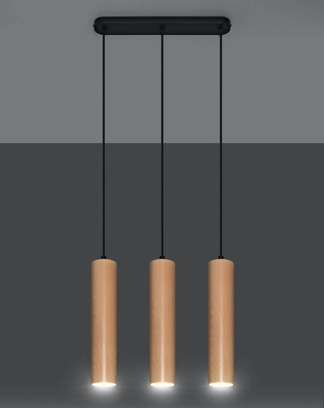 LINO 3 lampe suspendue en bois naturel + 3x GU-10 4000K froid 7W 630lm ampoule LED