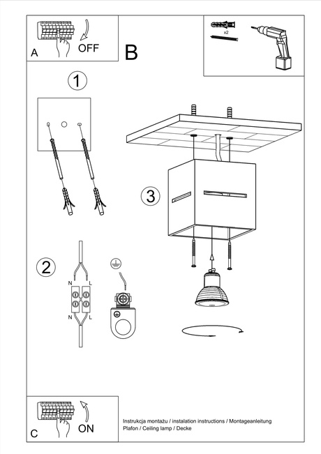 Plafond LOBO noir + 1x ampoule LED G9 4000K froide 4.5W 530lm