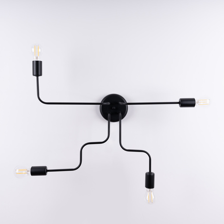 Lustre VECTOR 4 noir + 4X ampoule LED E27 3000K 7W 760lm