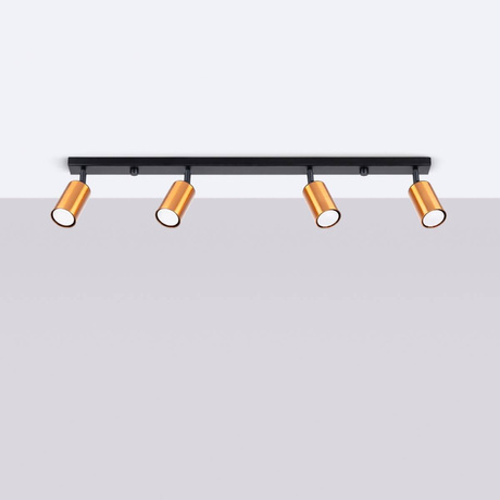 Plafond WINX 4L noir/cuivre + 4x ampoule LED GU-10 4000K froid 7W 530lm