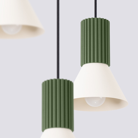 Lampe suspendue ESTRIA 3P beige/vert olive