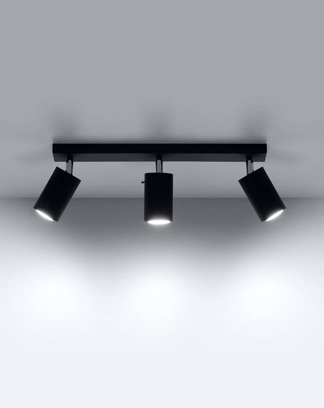 Plafond RING 3L noir + 3x Ampoule LED GU-10 4000K Froid 7W 630lm