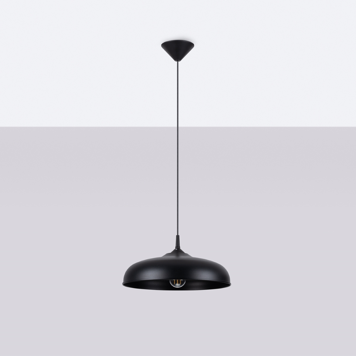 GINA lampe suspendue noire +1x ampoule LED E27 3000K Warm 7.5W 620lm
