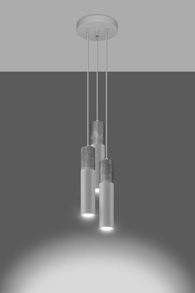 BORGIO Lampe suspendue 3P blanche + 3x GU-10 3000K Warm Ampoule LED 7W 620lm