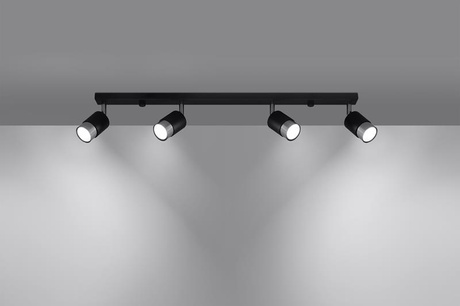 Plafond NERO 4 noir/chrome + 4x ampoule LED GU-10 3000K Warm 7W 620lm