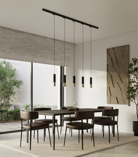 Lampe suspendue, 5 points, système de rail triphasé, LOOPEZ