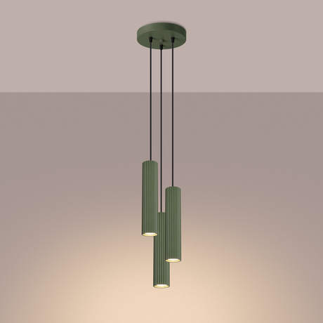 Lampe suspendue KARBON 3P vert olive