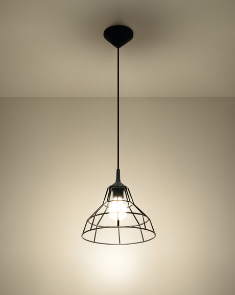 ANATA lampe suspendue noire + 1x ampoule LED E27 4000K Cold 7,5W 650lm