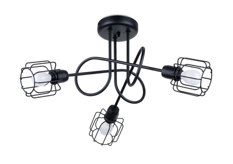 Lustre BELUCI 3S noir + 3x ampoule LED E14 4000K Froid 7,5W 680lm