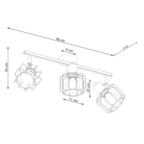 BELUCI 3 plafond noir + 3x ampoule LED E14 4000K Froid 7.5W 680lm