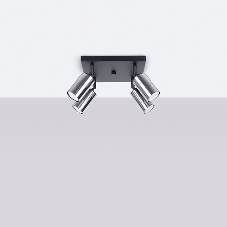 Plafond WINX 4 noir/chrome + 4x ampoule LED GU-10 3000K Warm 7W 510lm