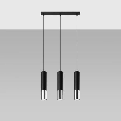Lampe suspendue LOOPEZ 3L noir/chrome
