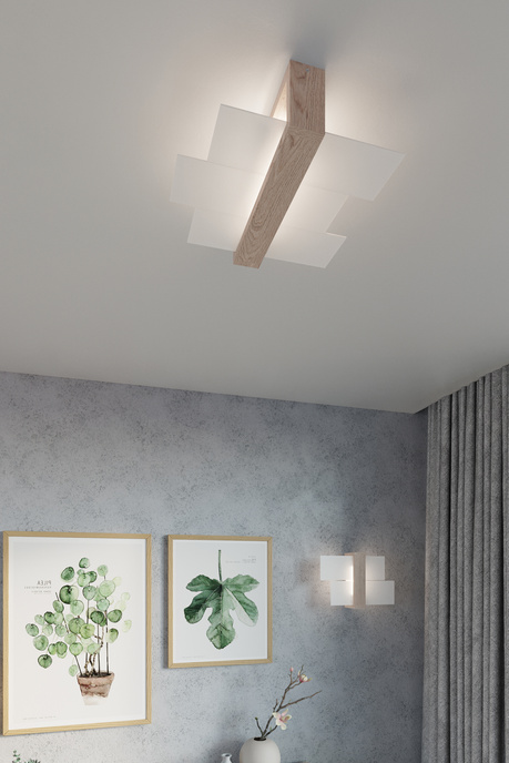 Plafond FENIKS 2 bois naturels + 2x ampoule LED E27 3000K Warm 7.5W 620lm
