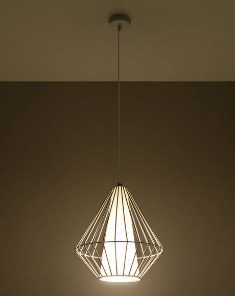 DEMI lampe suspendue blanche + 1x ampoule LED E27 4000K froide 7,5W 650lm