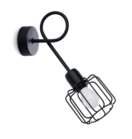 Applique BELUCI 1S noir + 1x ampoule LED E14 4000K Froid 7,5W 680lm