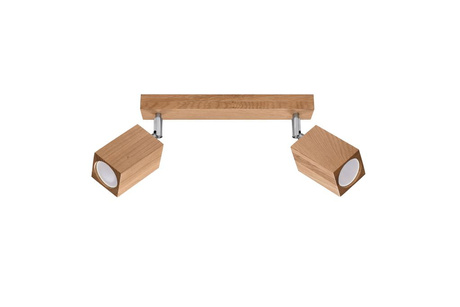Plafond KEKE 2 chêne + 2x ampoule LED GU-10 4000K Froid 7W 630lm