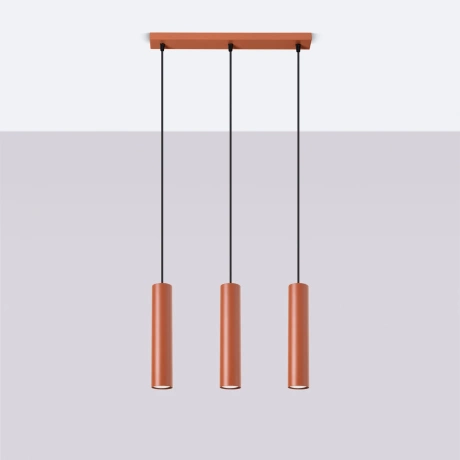 Lampe suspendue LAGOS 3L rouge ocre