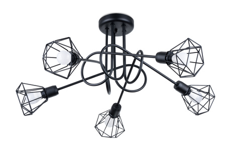 Lustre ARTEMIS 5S noir + 5x ampoule LED E14 4000K Froid 7.5W 680lm