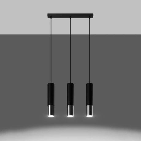 Lampe suspendue LOOPEZ 3L noir/chrome