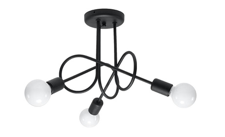 Lustre SUPEŁ 3 noir + 3x ampoule LED E27 4000K Froid 7,5W 650lm