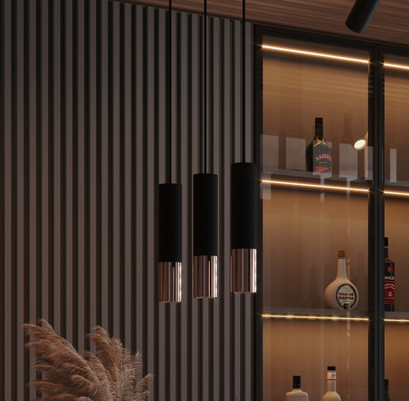 LOOPEZ Lampe suspendue 3P noir/cuivre + 3x GU-10 4000K froid 7W 630lm ampoule LED