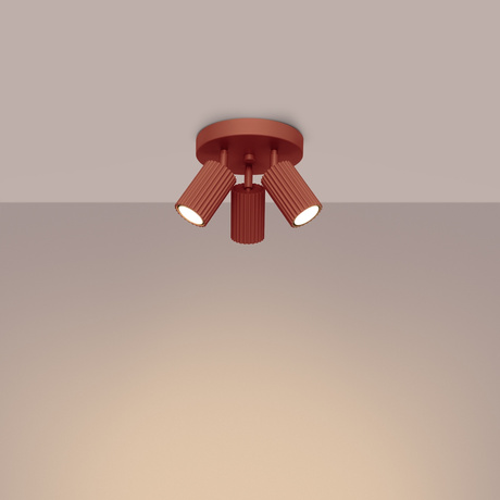 Plafonnier KARBON 3P rouge ocre