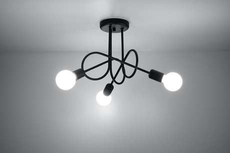 Lustre SUPEŁ 3 noir + 3x ampoule LED E27 4000K Froid 7,5W 650lm
