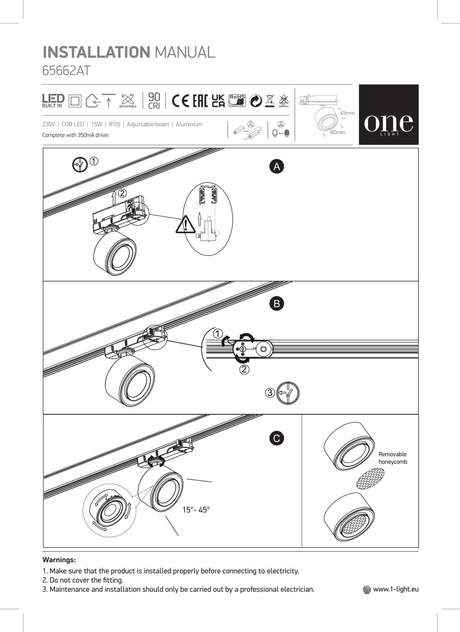 GLIM noir LED 3000K 15W 1500lm