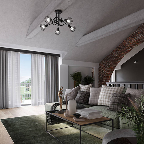 Plafond ARTEMIS 2 noir + 2x ampoule LED E14 3000K Warm 7.5W 620lm