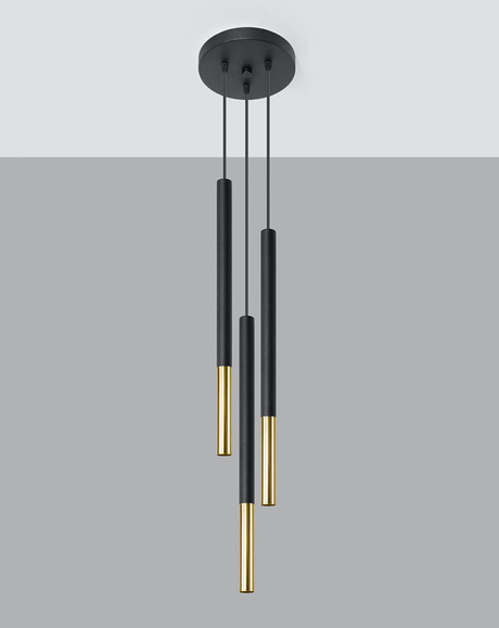 MOZAICA lampe suspendue 3P noir/doré + 3x ampoule LED G9 4000K froid 4,5W 530lm