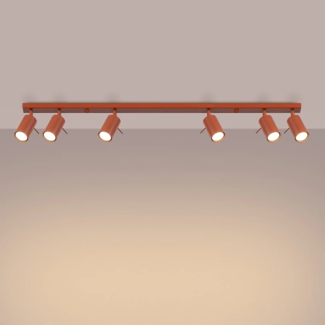 Plafonnier RING 6L rouge ochra