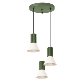Lampe suspendue ESTRIA 3P beige/vert olive