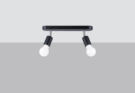 Plafond FORNES 2 noir + 2x ampoule LED E27 3000K Warm 7.5W 620lm