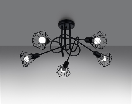 Lustre ARTEMIS 5S noir + 5x ampoule LED E14 3000K Warm 7.5W 620lm
