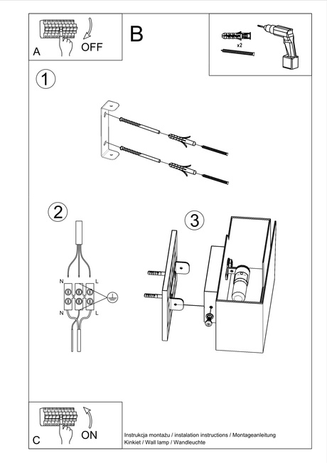 Applique PIEGARE blanc + 1x ampoule LED G9 3000K Warm 4.5W 510lm