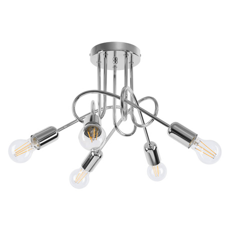 Lustre SUPEŁ 5 chrome + 5X ampoule LED E27 3000K 7W 760lm