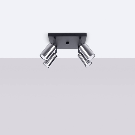 Plafond WINX 4 noir/chrome + 4x ampoule LED GU-10 3000K Warm 7W 510lm