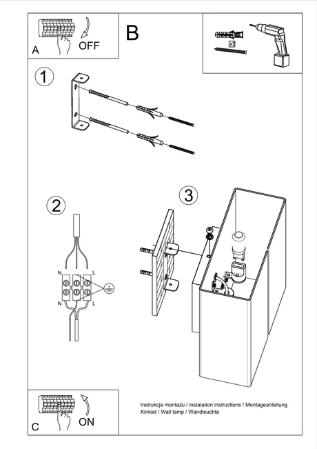 Applique LINEA blanc + 2x ampoule LED G9 4000K Froid 4.5W 530lm