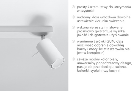 Plafond RING 2 blanc + 2x ampoule LED GU-10 3000K Warm 7W 620lm
