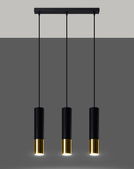 LOOPEZ Lampe suspendue 3L noir/doré + 3x GU-10 3000K Warm 7W 620lm ampoule LED