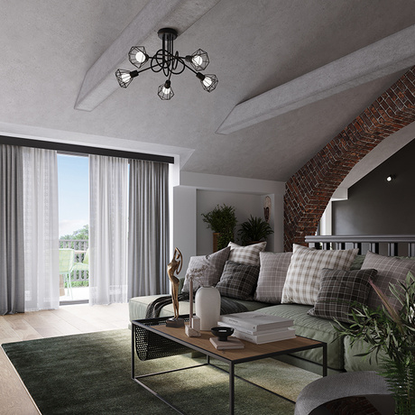 Plafond ARTEMIS 2 noir + 2x ampoule LED E14 3000K Warm 7.5W 620lm