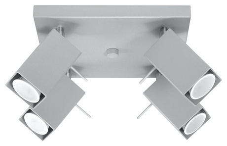 Plafond MERIDA 4 gris + 4x ampoule LED GU-10 3000K Warm 7W 620lm