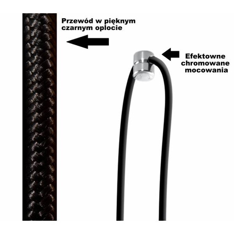 EDISON 1 LONG lampe suspendue noire + 1x ampoule LED E27 3000K Warm 7,5W 620lm