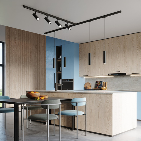 Plafonnier/pendentif, 8 spots, système de rail triphasé, DIREZIONE/LAGOS